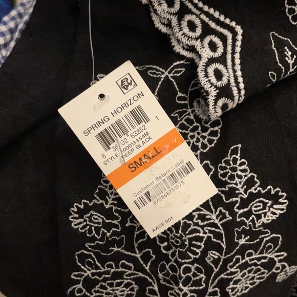 Charter Club Black & White Embroidered Tunic NWT - Picture 4 of 11